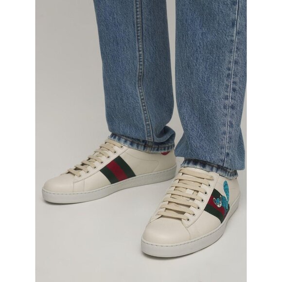Gucci X White Men’s Leather Freya Hartas Ace Embroidered Leather Sneakers UK6.5 - Picture 11 of 11